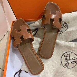 Gold Hermes Oran Sandals